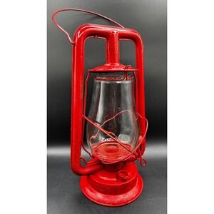 Vtg Regal Red Kerosene Lantern Tubular Oil Hurricane Lamp Glass Globe 13.5" RR